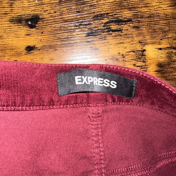 Express | High Rise Maroon Velvet Jeggings | Size 2 - Picture 4 of 5